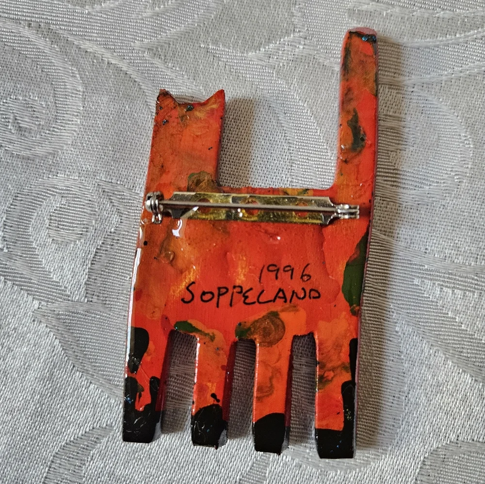 Vintage Mark Soppeland 1996 Scary Cat Artisan Brooch - Picture 9 of 13